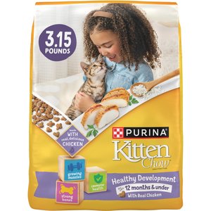 Kitten Chow Healthy Development Chicken Flavor Muscle & Brain Development Kitten Dry Cat Food, 3.15-lb bag