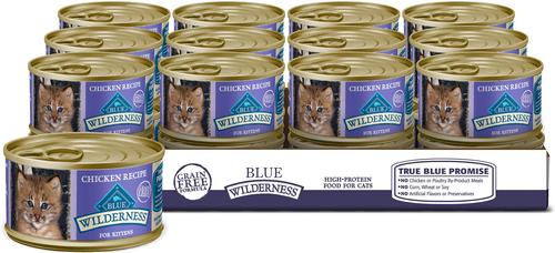 Show full view: Kitten Variety Pack - Blue Buffalo Wilderness Kitten Chicken Grain-Free Canned Cat Food, Salmon Canned Food, Chicken & Trout Canned Food slide 2 of 8