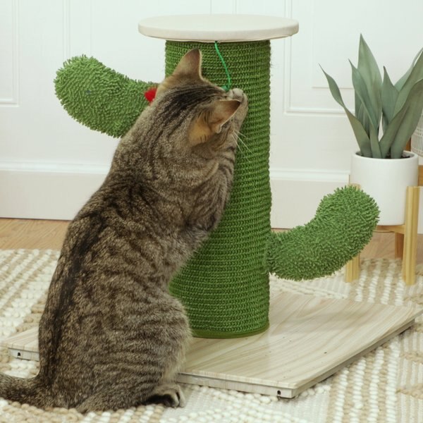 Kitty City Palm Leaf Sisal Post Cat Scratcher with Hammock, Green