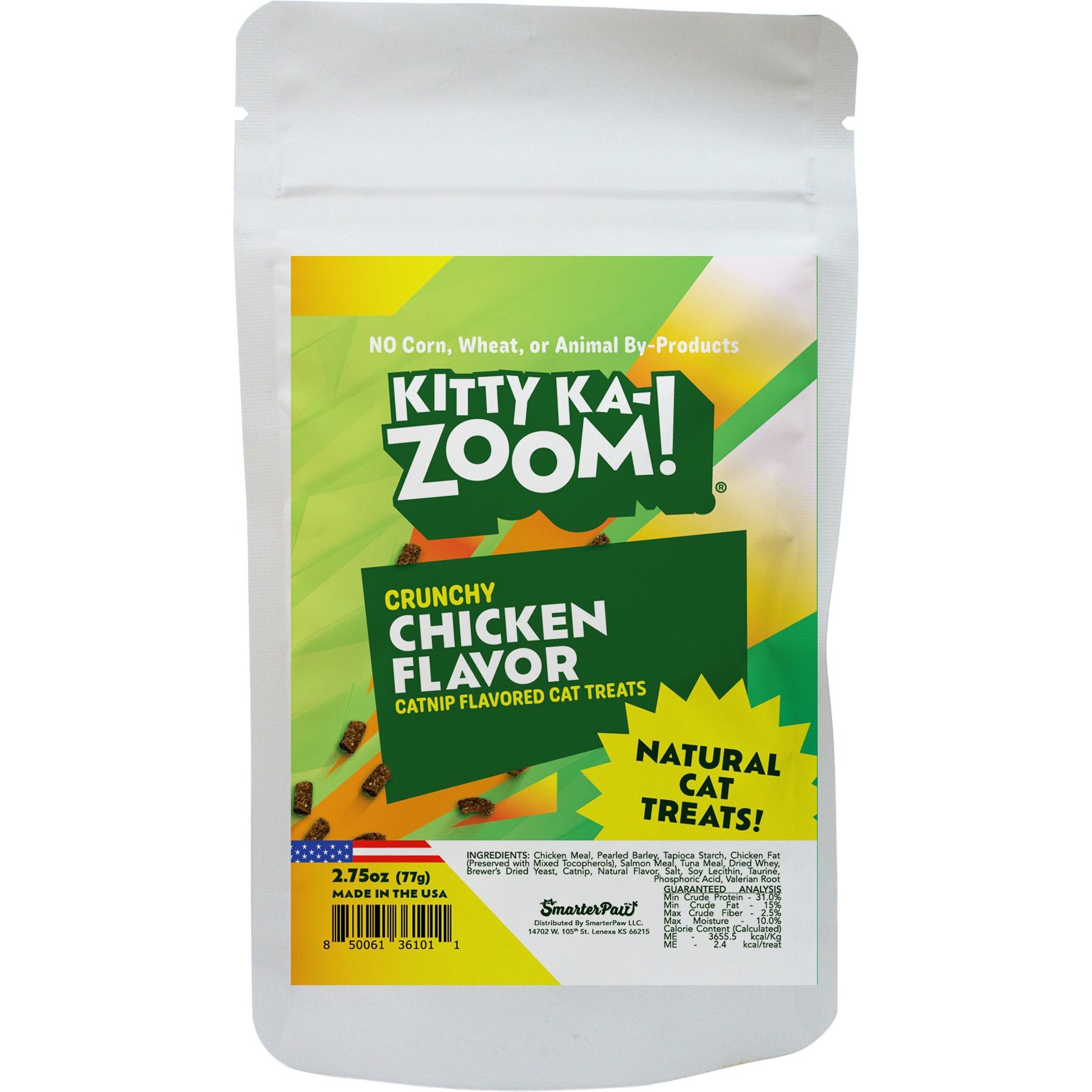 Kitty Ka-Zoom Grain-Free Chicken with Catnip Crunchy Cat Treat, 2.75-oz bag