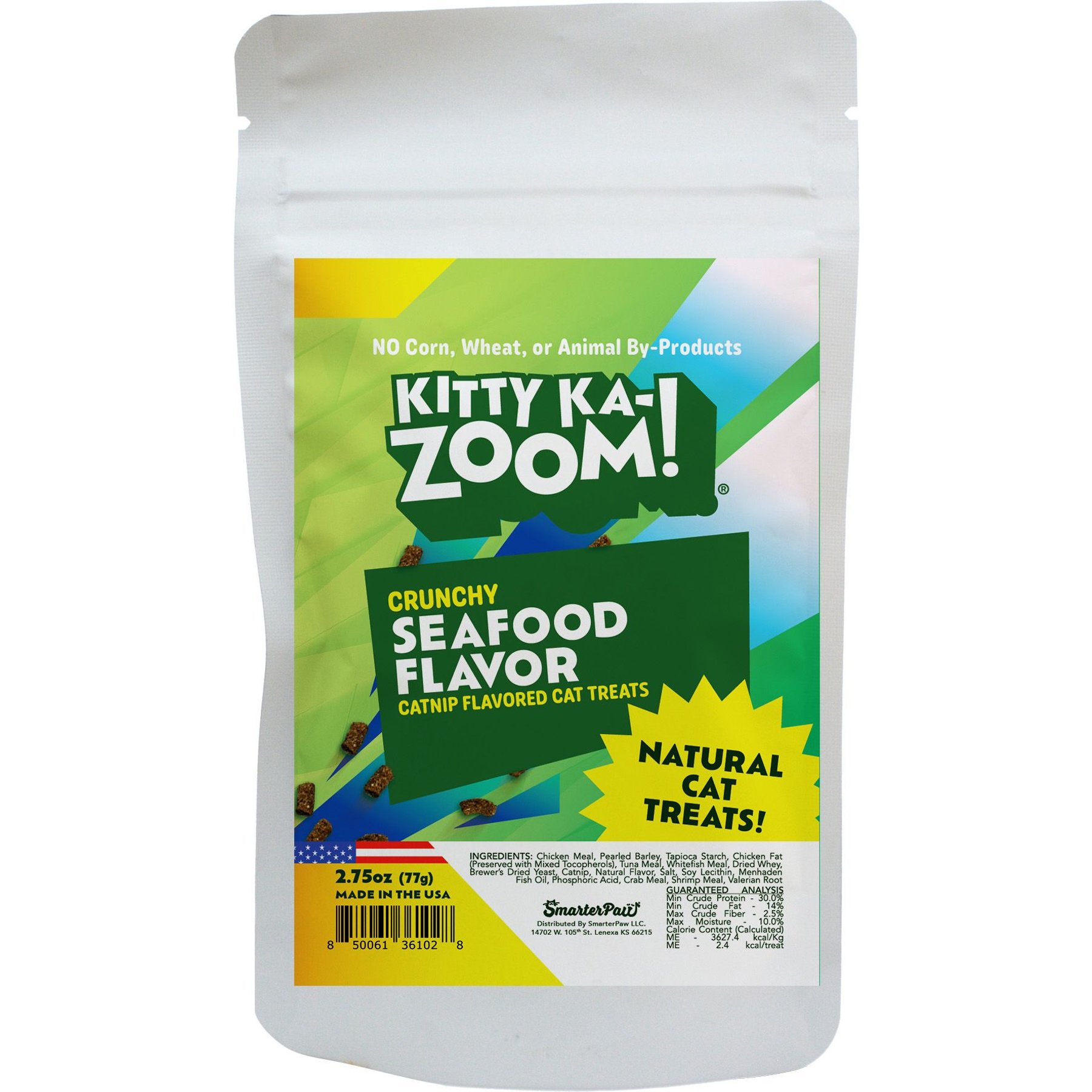 Kitty Ka-Zoom Grain-Free Tuna with Catnip Crunchy Cat Treat, 2.75-oz bag