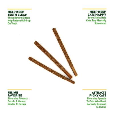 Show full view: Kitty Ka-Zoom Silvervine Fruit Covered Sticks Cat Natural Chew Treats, 5 count slide 3 of 6