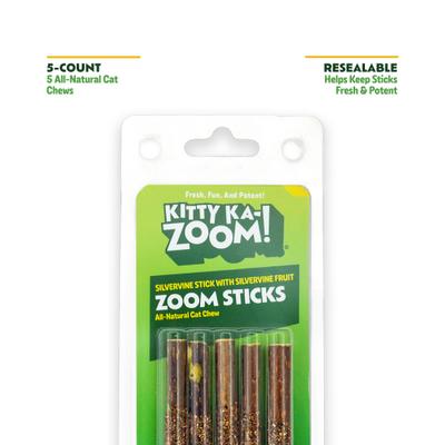 Show full view: Kitty Ka-Zoom Silvervine Fruit Covered Sticks Cat Natural Chew Treats, 5 count slide 4 of 6