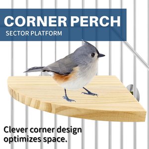 KNUTI Bird Cage Corner Perch Platform, Wood, Medium