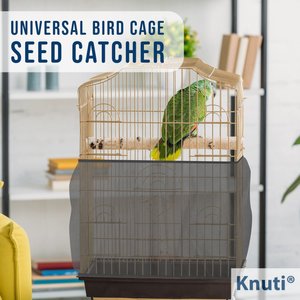 KNUTI Universal Bird Cage Seed Catcher Mesh Skirt Cover, Black, 100-in
