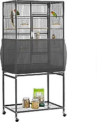 KNUTI Universal Bird Cage Seed Catcher Mesh Skirt Cover, Black, 120-in