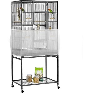 KNUTI Universal Bird Cage Seed Catcher Mesh Skirt Cover, White, 120-in