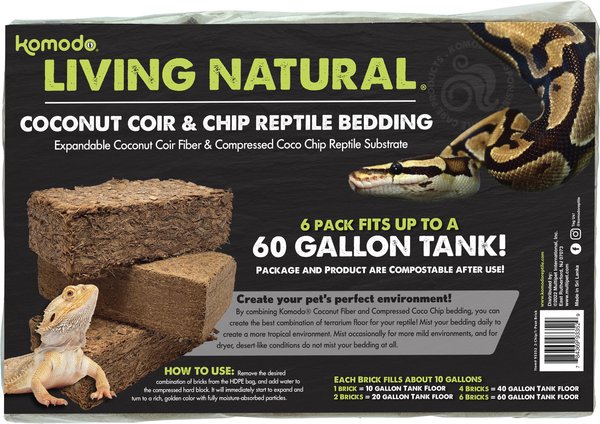 Komodo Coir Chips & Peat Reptile Bedding Variety Pack, Brown, 6 count, 60-gal