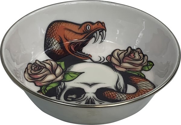 Komodo Skull & Snake Stainless Steel Reptile Bowl