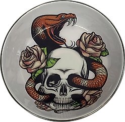 Komodo Skull & Snake Stainless Steel Reptile Bowl, 6-cup