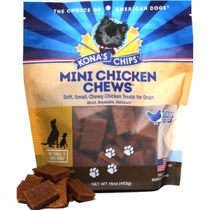 Kona's Chips 1.5" Mini Chicken Dog Chews Treats, 16-oz bag