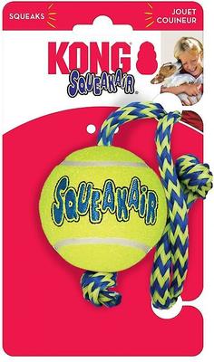 Show full view: KONG AirDog Squeakair Ball with Rope Dog Toy, Medium slide 3 of 5