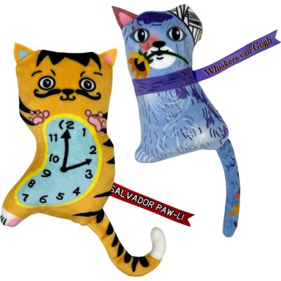 KONG KONG Artz Dali Van Gogh Plush Cat Toy, Assorted, 2 count
