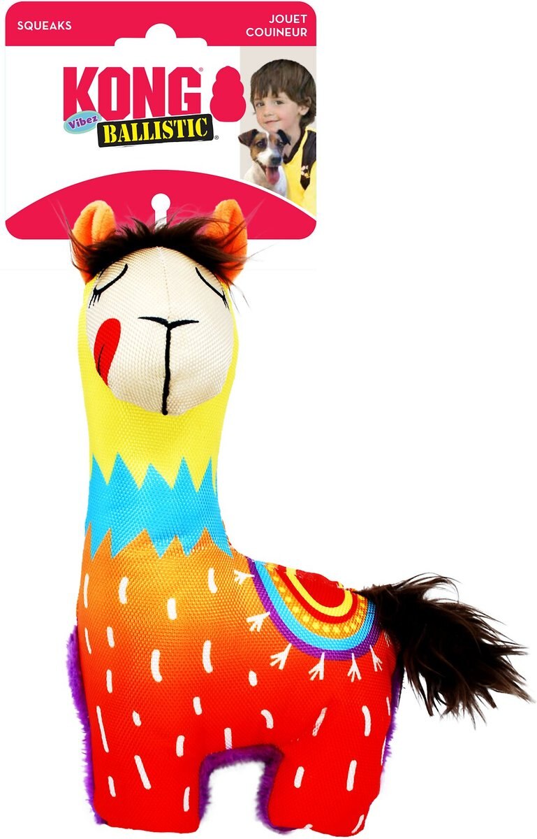 KONG Ballistic Vibez Llamas Squeaky Plush Dog Toy