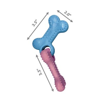 Show full view: KONG ChewStix Puppy Linked Bones, Pink/Blue, Medium slide 2 of 6