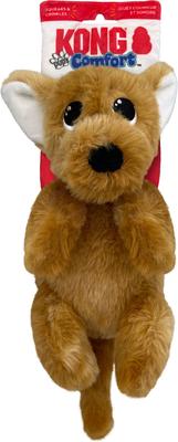 Show full view: KONG Comfort Pups Peanut Tough Squeaky Dog Plush Toy, Tan, Small slide 3 of 6