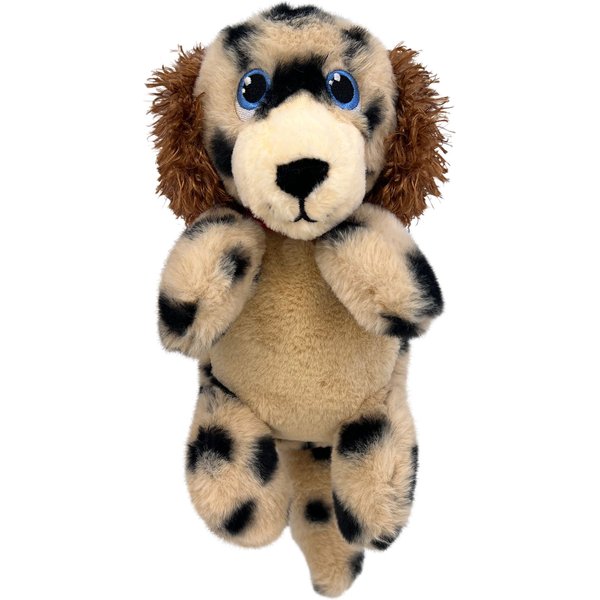 KONG Comfort Pups Spot Tough Squeaky Dog Plush Toy, Tan, Medium
