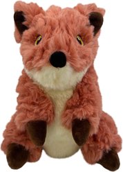 KONG Comfort Tykes Fox Tough Squeaky Dog Plush Toy, Coral, Small