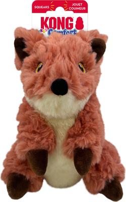 Show full view: KONG Comfort Tykes Fox Tough Squeaky Dog Plush Toy, Coral, Small slide 2 of 4
