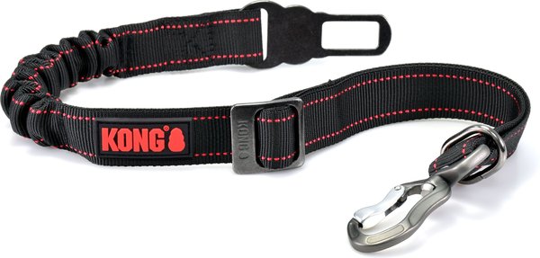 KONG Deluxe Swivel Tether Dog Safety Belt, Black & Red