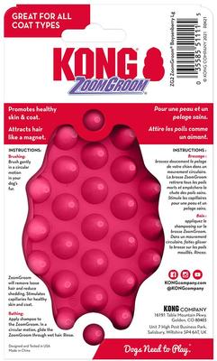 Show full view: KONG Dog ZoomGroom Multi-Use Brush, Raspberry slide 6 of 8