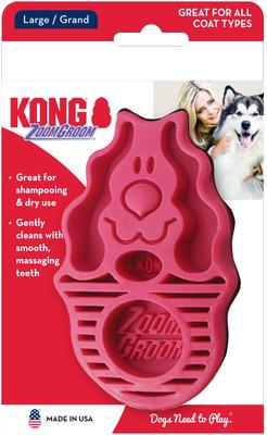 Show full view: KONG Dog ZoomGroom Multi-Use Brush, Raspberry slide 5 of 8