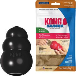 KONG Extreme Dog Toy, Large + KONG Stuff'N Peanut Butter Snacks Large Dog Treats, 11-oz
