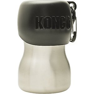 KONG H2O Stainless Steel Dog Water Bottle, Black, 9.5-oz