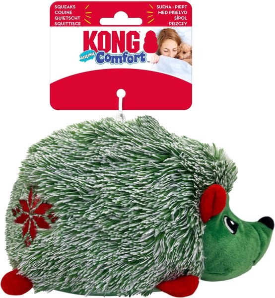 KONG Christmas Holiday Comfort HedgeHug Dog Toy, Green, Medium, 1 count