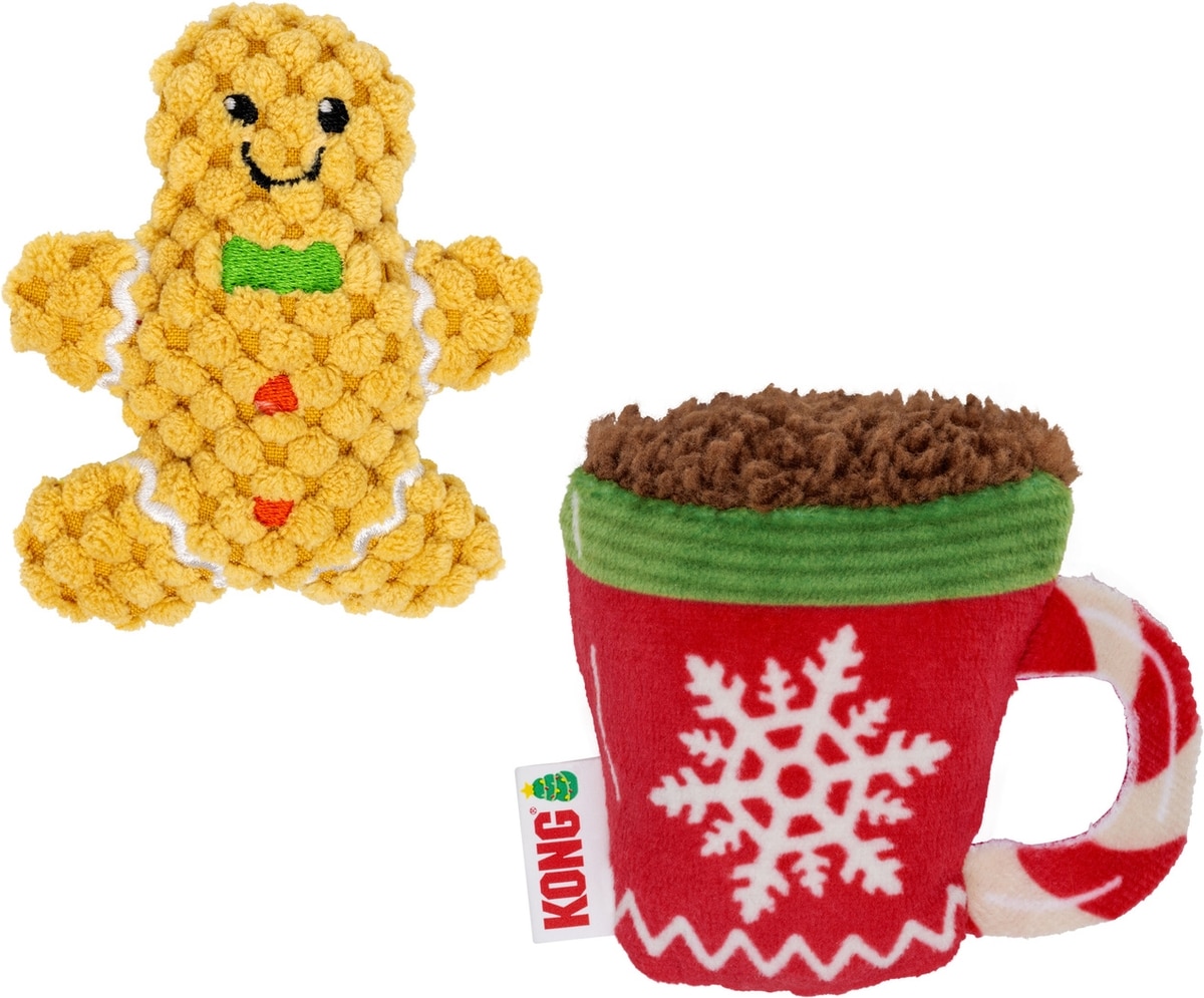 KONG Holiday Scrattles Gingerbread Plush Cat Toy with Catnip, 2