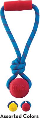 Show full view: KONG Jaxx Brights Dog Ropes Tug Toy with Ball, Assorted, Medium slide 4 of 6