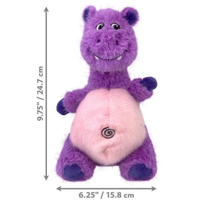 Show full view: KONG Knots Belly Hippo Tough Squeaky Plush Dog Toy, Purple Pink, Medium/Large slide 2 of 5