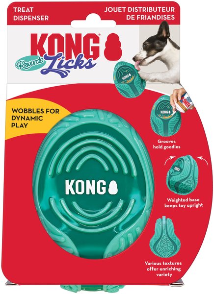 Show full view: KONG Licks Rewards Dog Treat Dispensers Toy, Green, Medium/Large slide 3 of 6