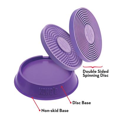 Show full view: KONG Licks Spinz Dog & Cat Treat Dispensers Toy, Purple, Small slide 4 of 6