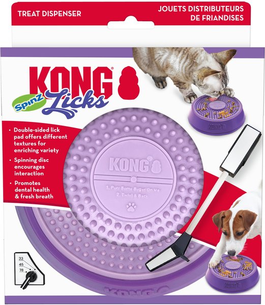 KONG Licks Spinz Dog & Cat Treat Dispensers Toy, Purple, Small