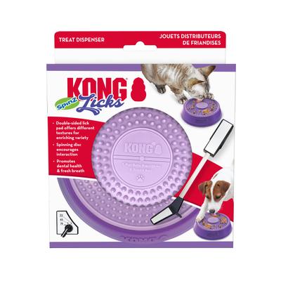 Show full view: KONG Licks Spinz Dog & Cat Treat Dispensers Toy, Purple, Small slide 3 of 6