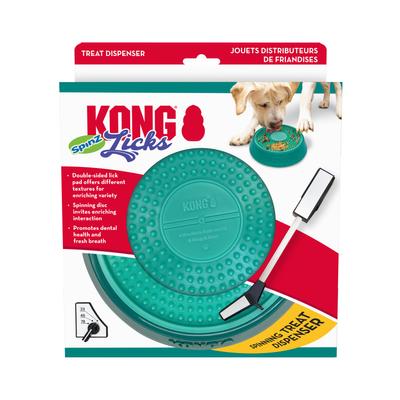 Show full view: KONG Licks Spinz Dog Treat Dispensers Toy, Teal, Large slide 3 of 7
