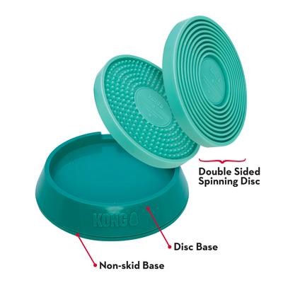 Show full view: KONG Licks Spinz Dog Treat Dispensers Toy, Teal, Large slide 4 of 7