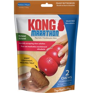 KONG Marathon Peanut Butter Recipe Grain-Free Dog Chew Medium Treats, 2 count