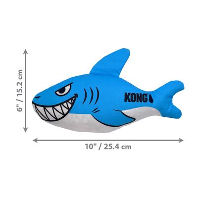 Show full view: KONG Maxx Shark Tough Squeaky Dog Plush Toy, Blue, Medium slide 2 of 4
