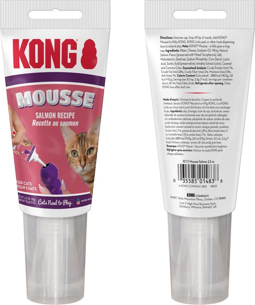 KONG Mousse Salmon Cat Treat Paste, 2.5-oz tube