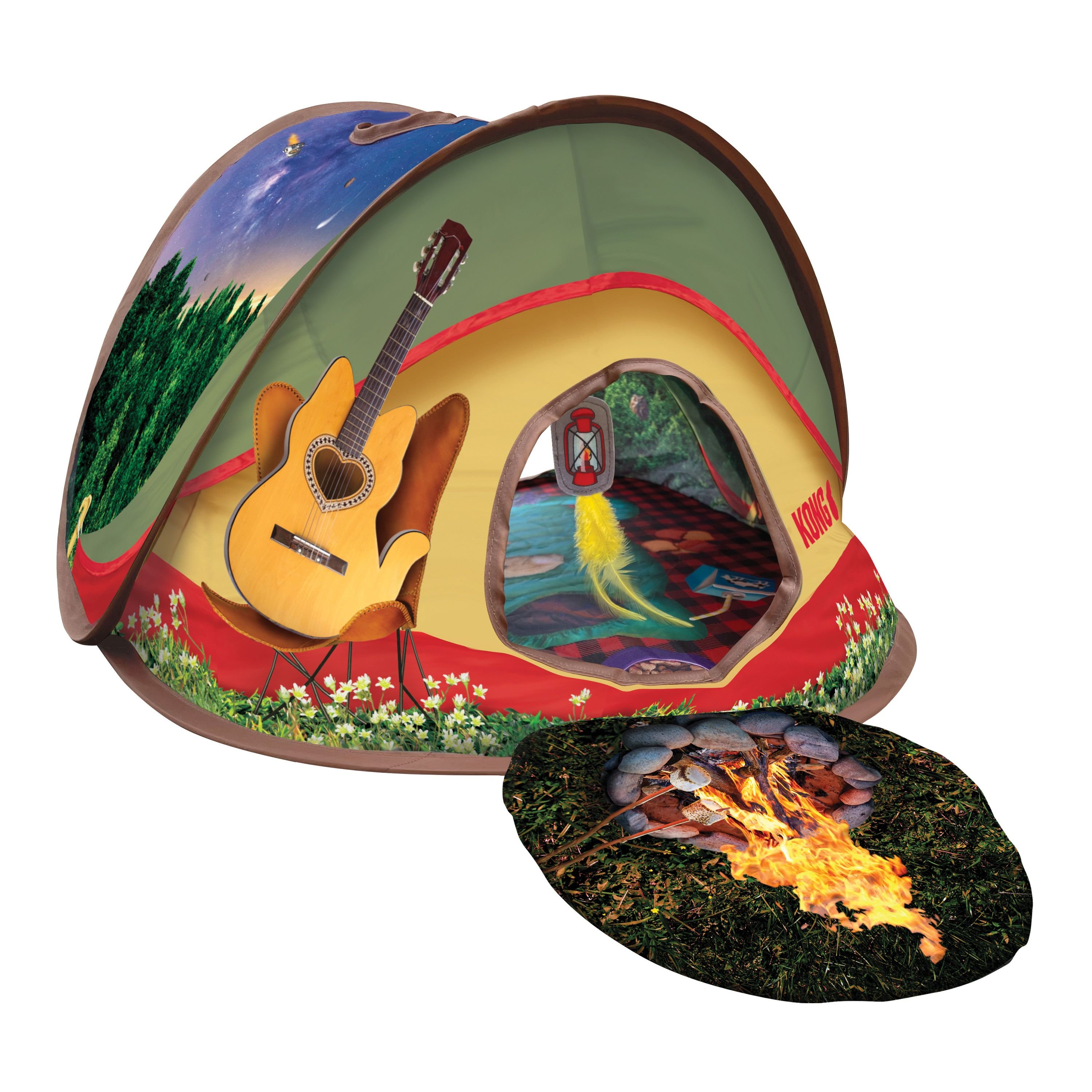 Play Spaces Glamping Tent Cat Tunnels with Catnip Toy, Multicolor