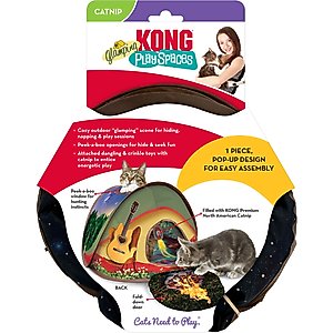 KONG Play Spaces Glamping Tent Cat Tunnels with Catnip Toy, Multicolor