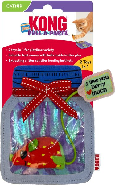KONG Pull-A-Partz Jamz Cat Plush Toy with Catnip, Assorted
