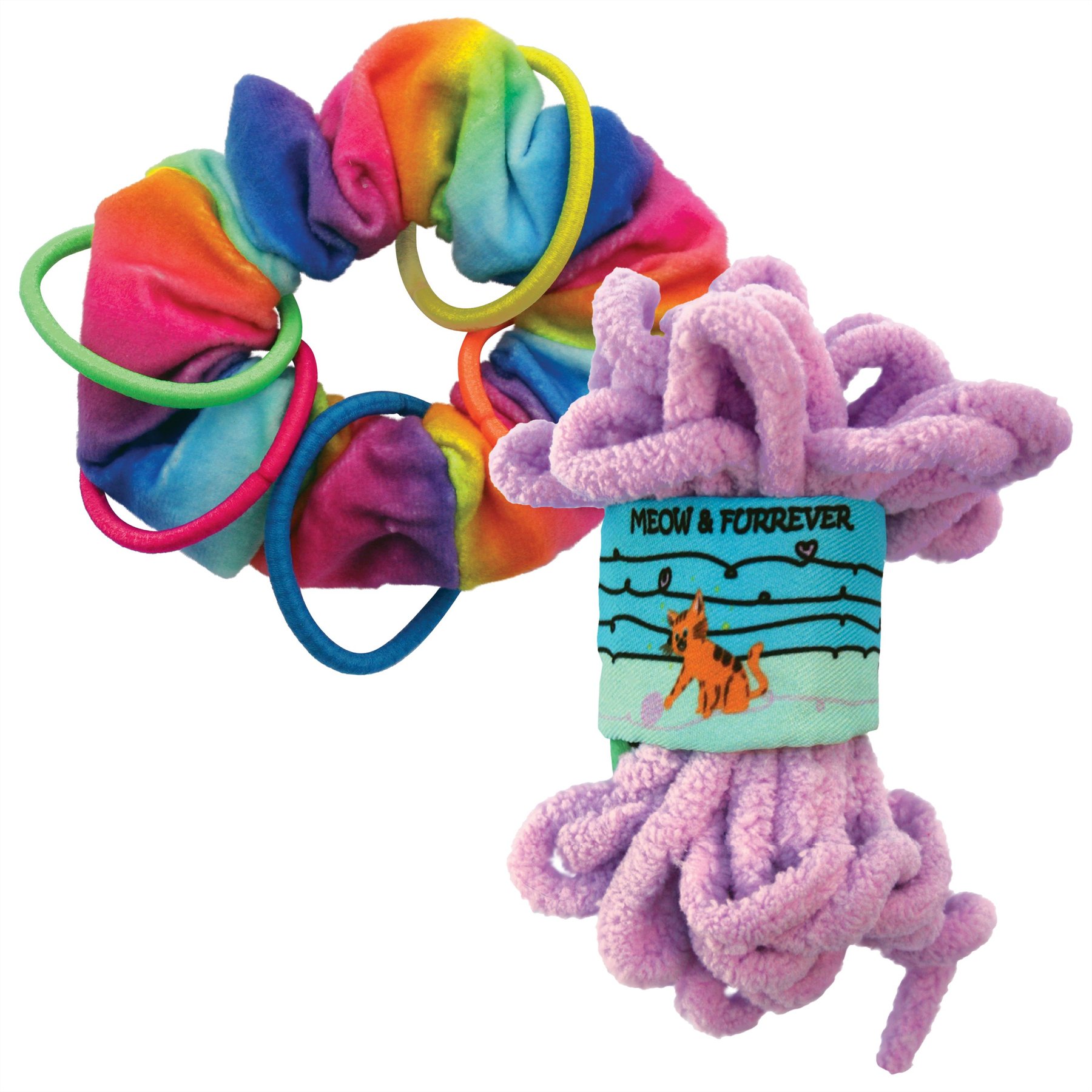 KONG Pull-A-Partz Yarnz Assorted Plush with Catnip + Active Scrunchie Cat Toy