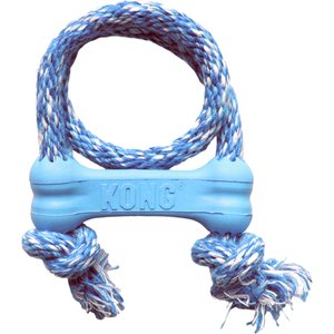 KONG Puppy Goodie Bone with Rope Dog Toy, X-Small, Blue