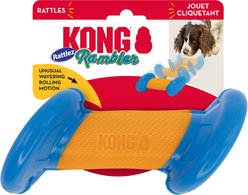 KONG Rambler Rattlez Dog Dumbbell Ball Toy, Orange/Blue, Large slide 2 of 4