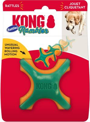 Show full view: KONG Rambler Rattlez Dog X-Ball Toy, Orange, Large slide 3 of 4