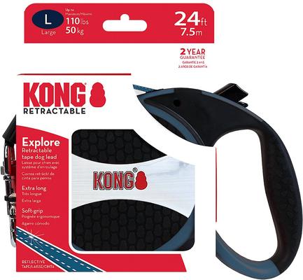 Show full view: KONG Retractable Explore Reflective Retractable Dog Leash, Blue, Large: 24-ft long, 0.6-in wide slide 6 of 7