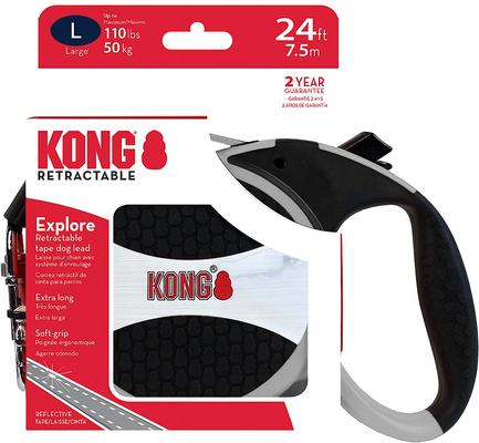 Show full view: KONG Retractable Explore Reflective Retractable Dog Leash, Grey, Large: 24-ft long, 0.6-in wide slide 4 of 5